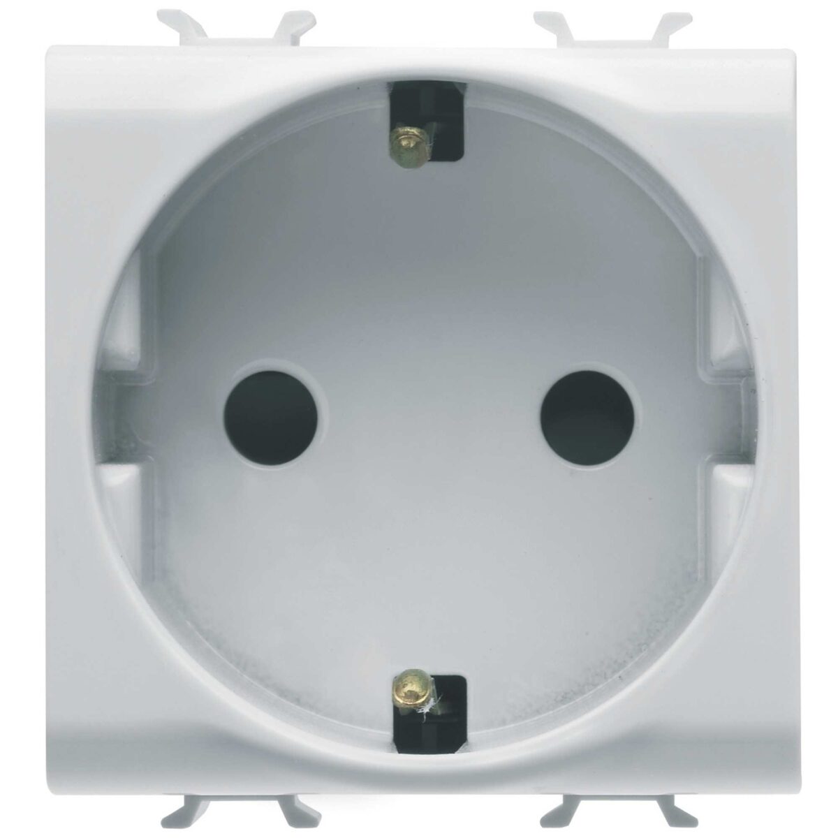 Priza Schuko Gewiss Chorus GW10241 – Alb lucios 2M 16A 250V 2P+E