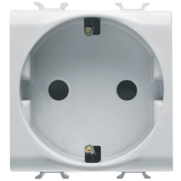 Priza Schuko Gewiss Chorus GW10241 – Alb lucios 2M 16A 250V 2P+E