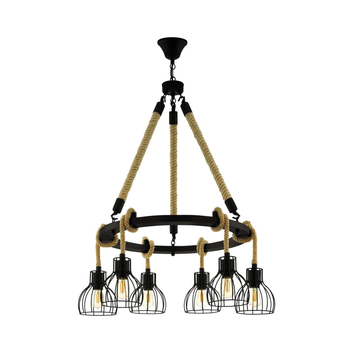 Lustra vintage EGLO RAMPSIDE 43194 - E27 6X28W D760mm - Otel - Negru