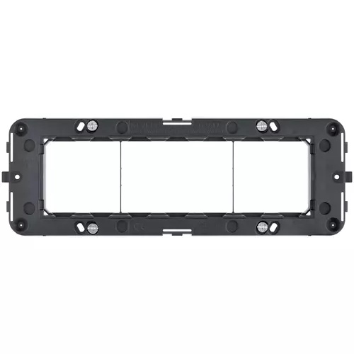 Suport cu gheare 2 Module 71mm Vimar Neve UP 09602.1 – Alb lucios, Carbon matt, Suport – vedere frontală – partener oficial Vimar