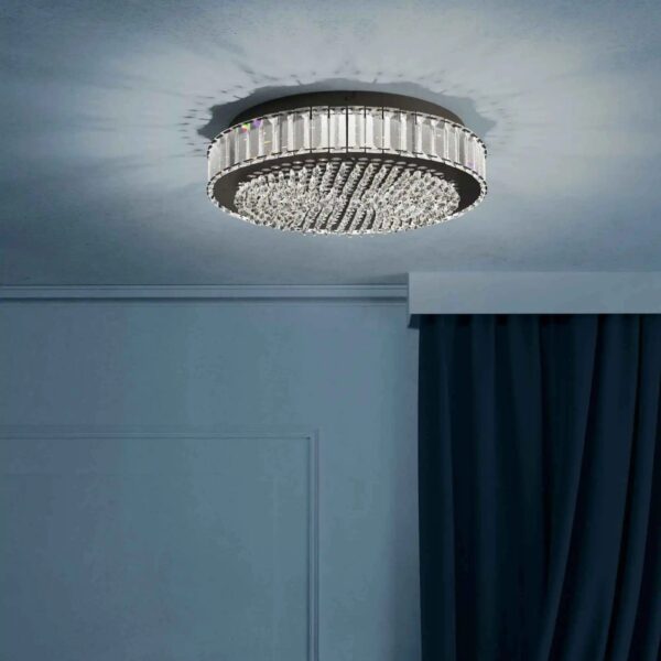 Plafoniera LED BALPARDA Eglo 390248-23.5W 3500lm Neagră, Dimabilă cu cristale