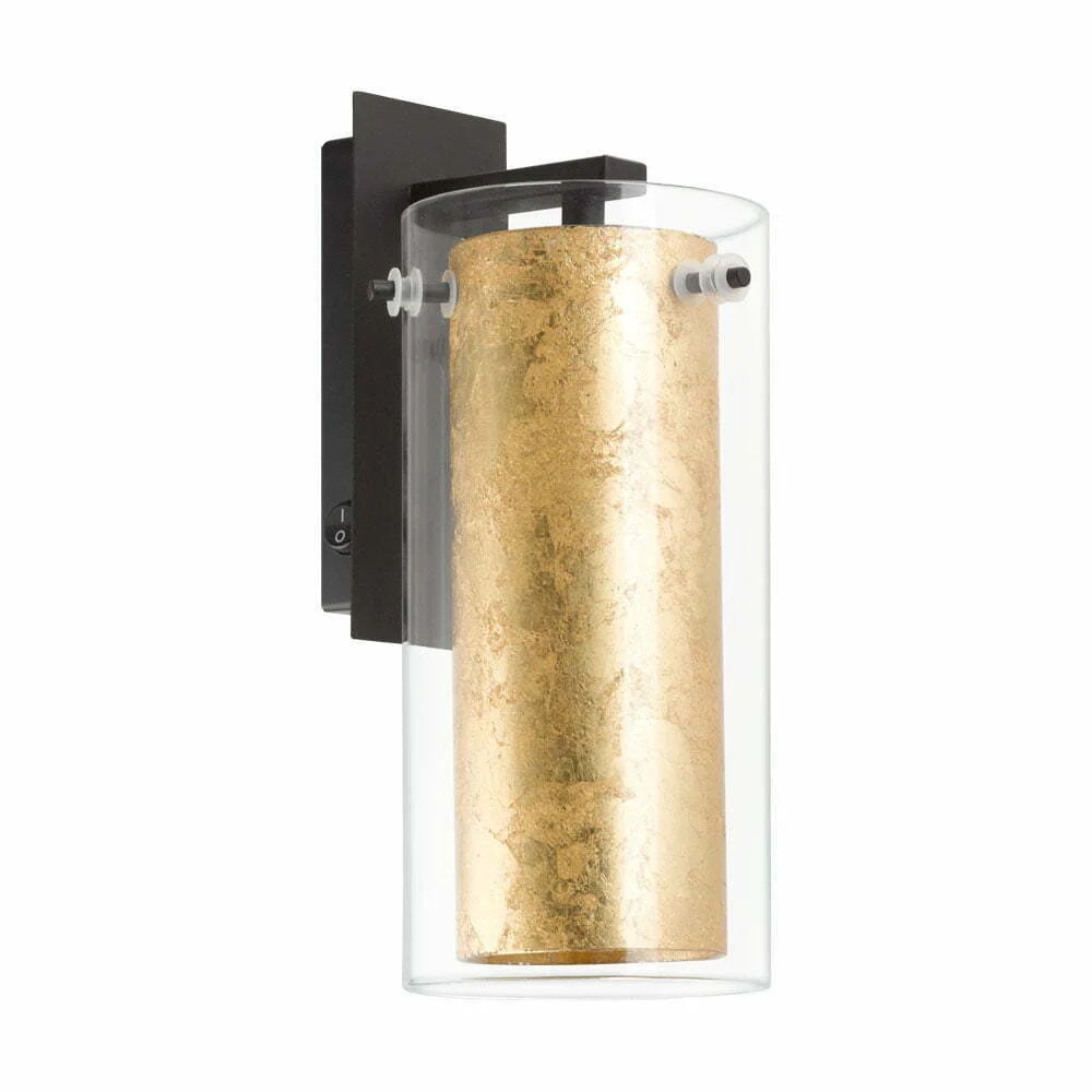 Aplica EGLO PINTO GOLD 97839 - E27 1X40W - Sticla - Negru – Otel, Negru, Sticla, Aur, Clar, "9002759978396" – vedere frontală – partener oficial Eglo