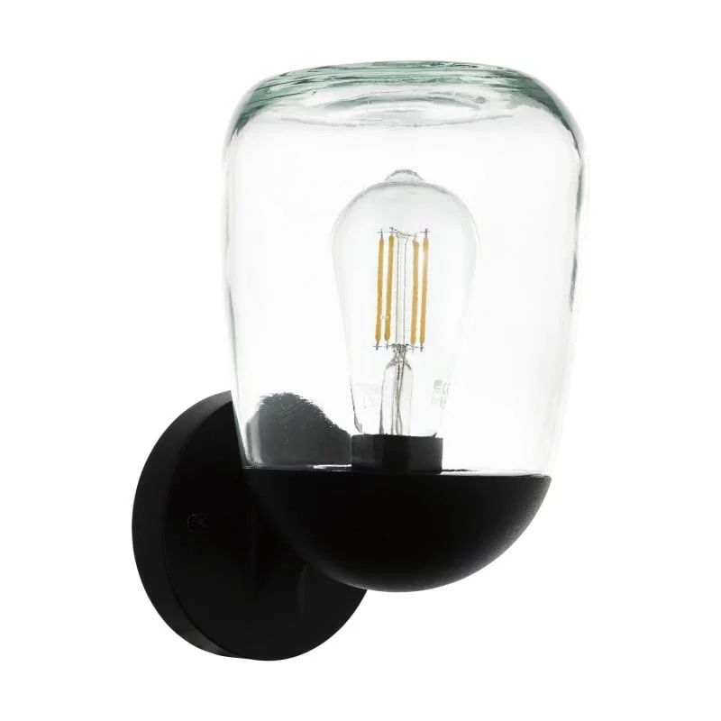 Aplica exterior EGLO DONATORI 98701 - E27 1X60W IP44 - Sticla - Negru – Iluminat exterior, Corpuri de iluminat – vedere frontală – partener oficial Eglo