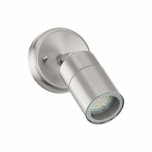 Aplica exterior EGLO STOCKHOLM 1 93268 - GU10 1X5W IP44 D100mm - Sticla - Inox – Iluminat exterior, Corpuri de iluminat – vedere frontală – partener oficial Eglo