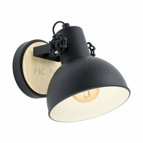 Aplica vintage EGLO LUBENHAM 43164 - E27 1X28W - Lemn - Maro - Negru – Iluminat interior, Vintage – vedere frontală – partener oficial Eglo