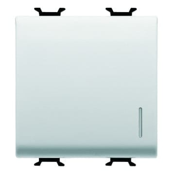 Buton cu revenire iluminabil 2M 16A Gewiss Chorus Alb Satinat GW15172 – Alb satinat, Buton cu revenire – vedere frontală – partener oficial Gewiss