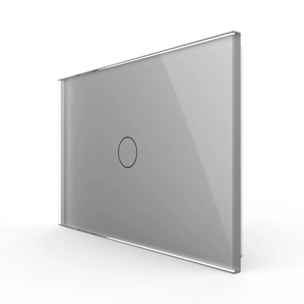 Intrerupator simplu cu touch Livolo din sticla standard italian VL-FC1-3G-15 – Gri, Standard Italian – vedere frontală – partener oficial Livolo
