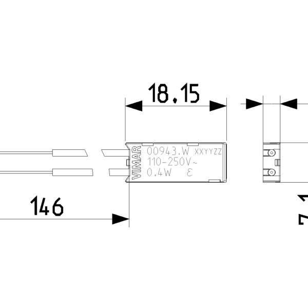 LED intrerupator Linea 110-250V Alb Vimar LINEA 00943.W – Alb matt, Canepa matt, Negru matt, LED – vedere frontală – partener oficial Vimar