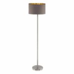 Lampadar EGLO MASERLO 95172 - E27 1X60W  h1510mm – Otel, Nichel satinat, Stofa, Aur, Cappuccino, "9002759951726" – vedere frontală – partener oficial Eglo