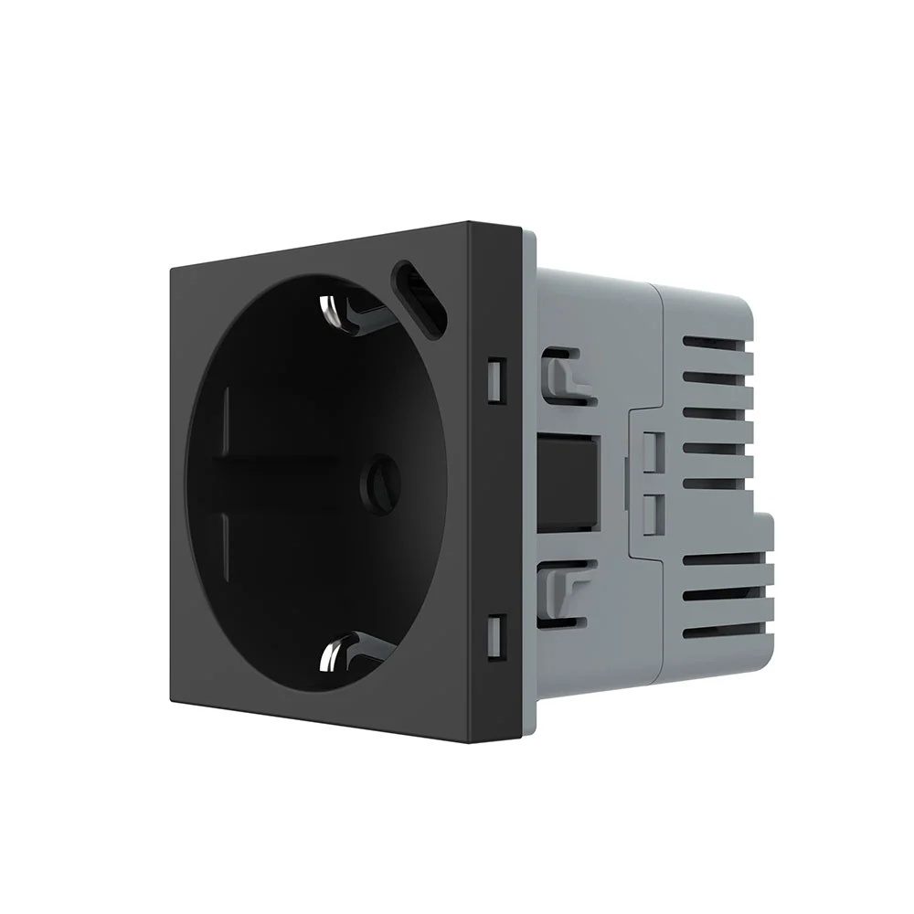 Modul Priza Schuko + USB-C LIVOLO, Standard German VL-FCTF16A.UC18W-2BP Modul Priza Schuko + USB-C LIVOLO, Standard German VL-FCTF16A.UC18W-2BP – Negru, Priza – vedere frontală – partener oficial Livolo