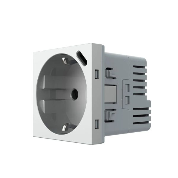 Modul Priza Schuko + USB-C LIVOLO, Standard German VL-FCTF16A.UC18W-2IP – Gri, Priza – vedere frontală – partener oficial Livolo