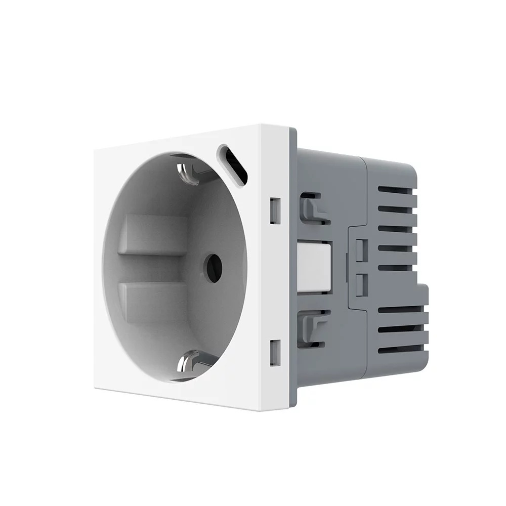 Modul Priza Schuko + USB-C LIVOLO, Standard German VL-FCTF16A.UC18W-2WP Modul Priza Schuko + USB-C LIVOLO, Standard German VL-FCTF16A.UC18W-2WP – Alb, Priza – vedere frontală – partener oficial Livolo