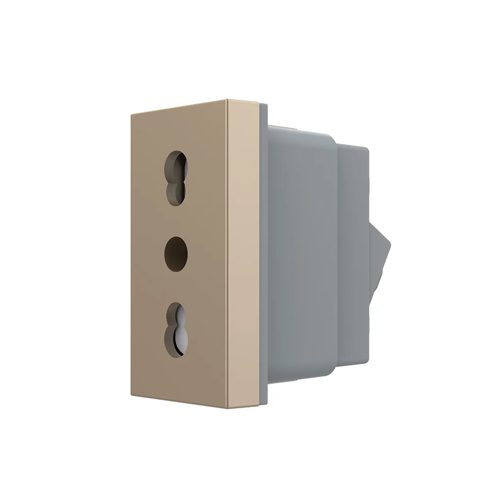Modul priza simpla ingusta LIVOLO VL-FCTL16A-1AP Modul priza simpla ingusta LIVOLO VL-FCTL16A-1AP – Auriu, Priza – vedere frontală – partener oficial Livolo