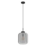 Pendul EGLO BULCIAGO 39673 - E27 1X40W D250mm - Negru Transparent – Otel, Negru, Sticla Vaporizata, Negru-Transparent, "9002759396732" – vedere frontală – partener oficial Eglo