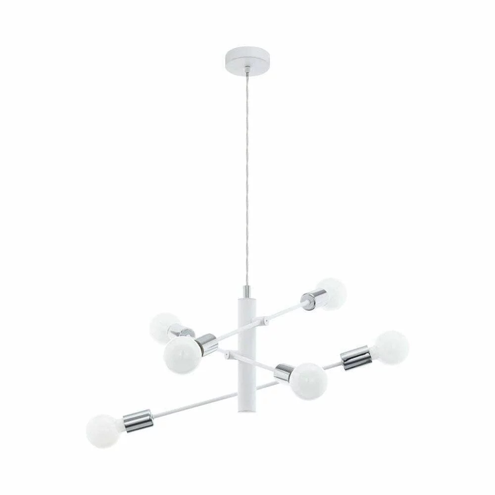 Pendul EGLO GRADOLI 98016 - E27 6X60W D550mm – Otel, Alb, Crom, "9002759980160" – vedere frontală – partener oficial Eglo