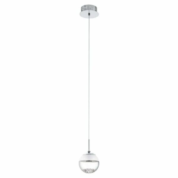 Pendul cristal EGLO MONTEFIO 1 93708 - LED 1X5W 480lm 3000K D140mm - Alb - Transparent – Otel, Crom, Sticla, Sticla stralucitoare, Alb, Clar, 3000K, "9002759937089" – vedere frontală – partener oficial Eglo