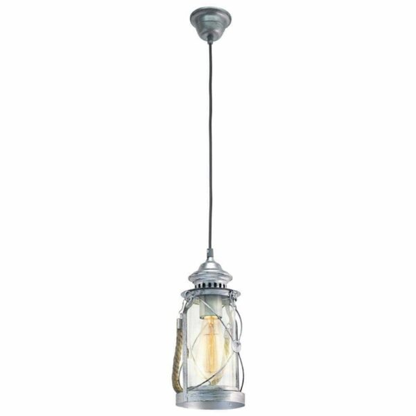 Pendul vintage EGLO BRADFORD 49214 - E27 1X60W D140mm - Transparent – Iluminat interior, Vintage – vedere frontală – partener oficial Eglo
