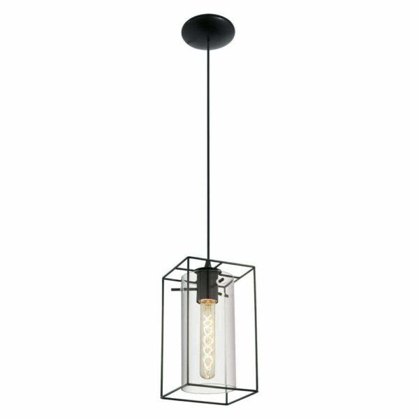 Pendul vintage EGLO LONCINO 49495 - E27 1X60W - Negru Transparent – Iluminat interior, Vintage – vedere frontală – partener oficial Eglo
