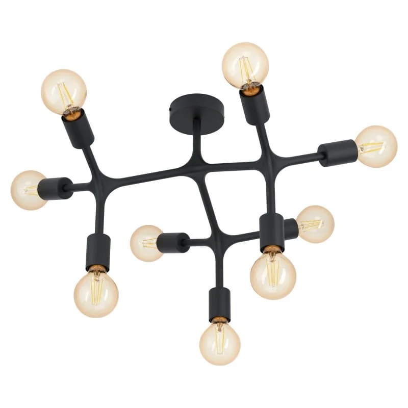 Plafoniera EGLO BOCADELLA 1 98318 - E27 9X60W D640mm - Otel - Negru – Iluminat interior, Corpuri de iluminat – vedere frontală – partener oficial Eglo