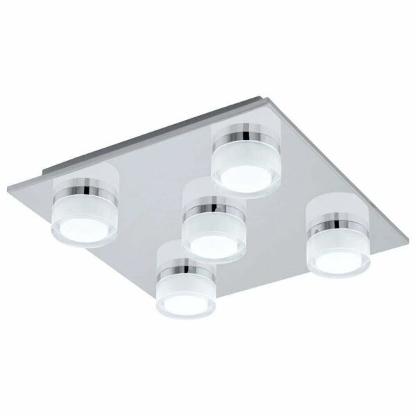 Plafoniera baie EGLO ROMENDO 1 96544 – LED 5X7.2W 2850lm 3000K IP44 – Otel – Satinat – Transparent
