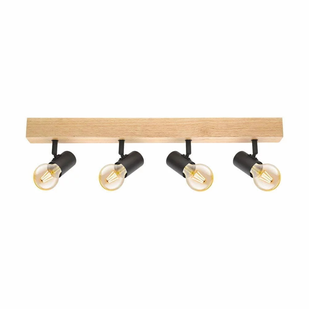 Plafoniera vintage EGLO TOWNSHEND 3 98114 - E27 4X60W - Lemn - Negru - Maro – Iluminat interior, Corpuri de iluminat – vedere frontală – partener oficial Eglo