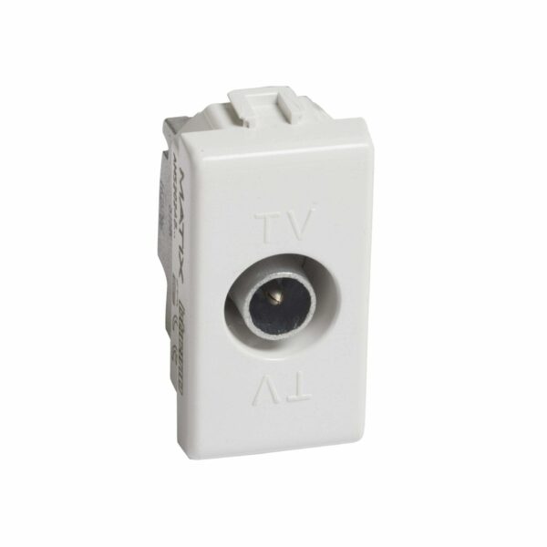 Priza TV de capat 1M Matix Bticino AM5202D – Alb lucios, Priza TV – vedere frontală – partener oficial Bticino