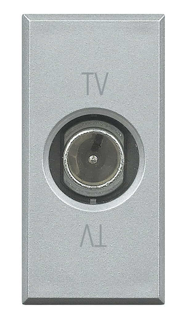 Priza TV de trecere Axolute Bticino 1M culoare aluminiu HC4202P Priza TV de trecere Axolute Bticino 1M culoare aluminiu HC4202P – Aluminiu lucios, Priza TV – vedere frontală – partener oficial Bticino