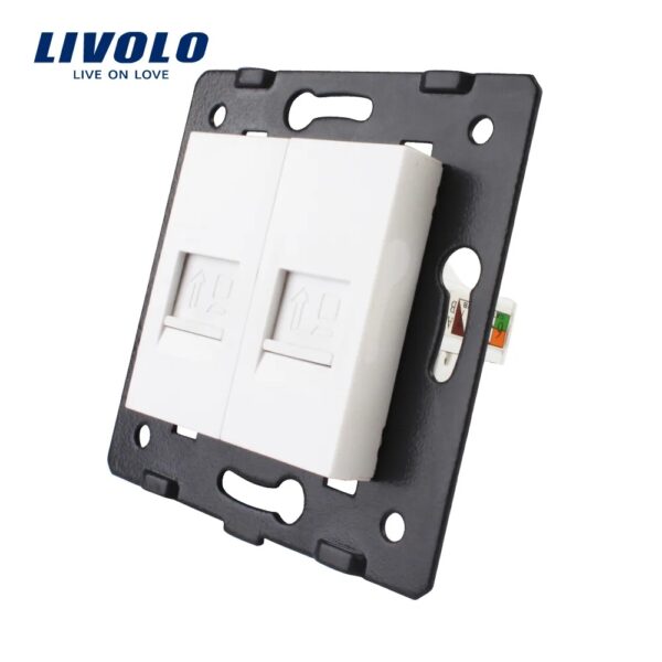 Priza dubla internet Livolo VL-2C-11 – Alb, Priza date – vedere frontală – partener oficial Livolo
