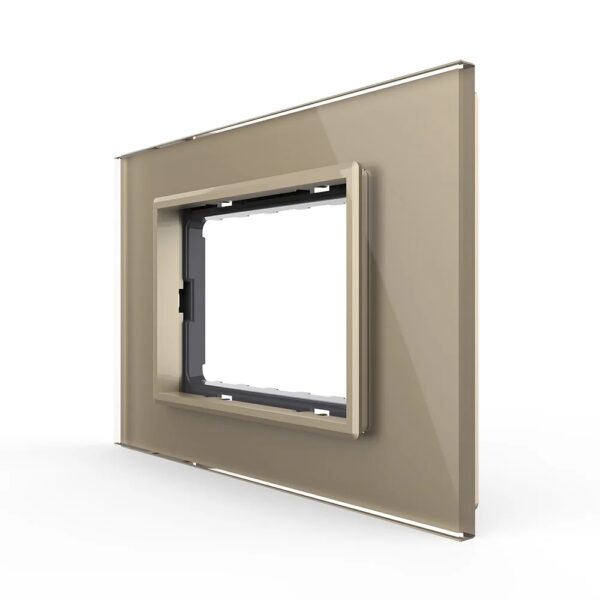 Rama din sticla Livolo standard Italian 3 module VL-P9E-3A – Auriu, Ornament – vedere frontală – partener oficial Livolo