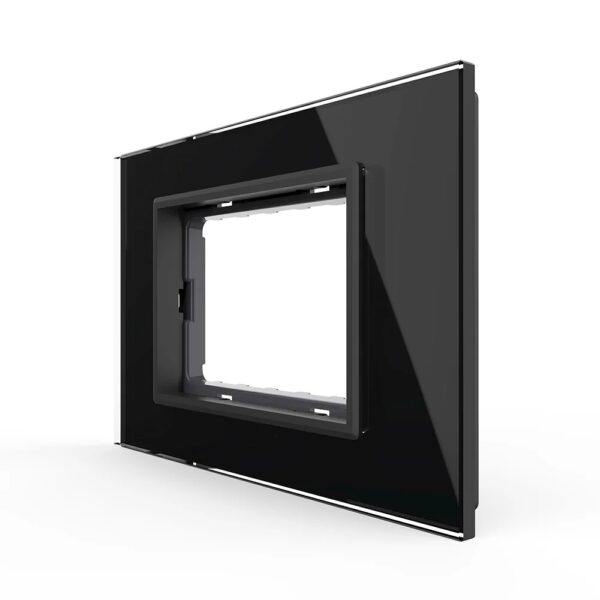Rama din sticla Livolo standard Italian 3 module VL-P9E-3B – Negru, Ornament – vedere frontală – partener oficial Livolo