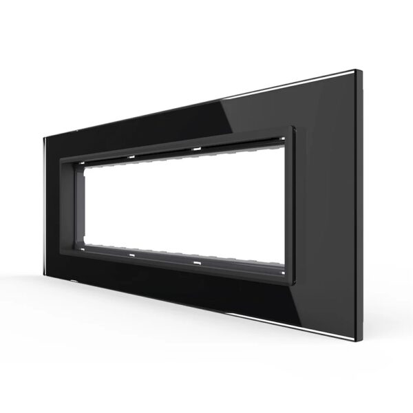 Rama din sticla Livolo standard Italian 6/7 module VL-P9E-7B – Negru, Ornament – vedere frontală – partener oficial Livolo