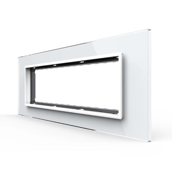 Rama din sticla Livolo standard Italian 6/7 module VL-P9E-7W – Alb, Ornament – vedere frontală – partener oficial Livolo