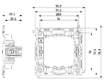 Suport 2M cu gheare 71mm Vimar LINEA 30602 – Alb matt, Canepa matt, Negru matt, Suport – vedere frontală – partener oficial Vimar