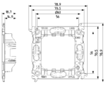 Suport 2M fara suruburi 71mm Vimar LINEA 30603 – Alb matt, Canepa matt, Negru matt, Suport – vedere frontală – partener oficial Vimar