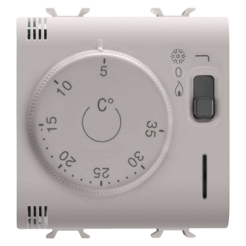 Termostat vara-iarna 2M Gewiss Chorus Bej Satinat GW13705 Termostat vara-iarna 2M Gewiss Chorus Bej Satinat GW13705 – Bej satinat, Termostat – vedere frontală – partener oficial Gewiss