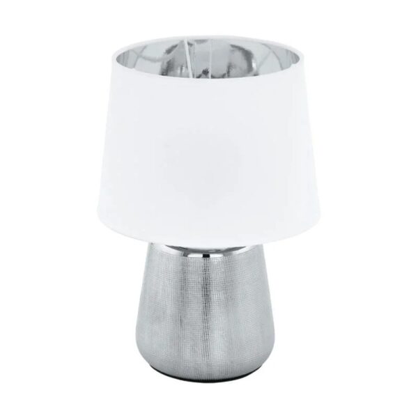 Veioza EGLO MANALBA 1 99329 - E14 1X40W D200mm - Ceramica -Textil - Alb - Argintiu – Iluminat interior, Corpuri de iluminat – vedere frontală – partener oficial Eglo