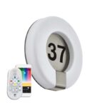 Aplica inteligenta cu numar pentru exterior EGLO MARCHESA-C 98145 - LED RGB 15W 1650lm 2700-6500K IP44 D300mm - Inox - Alb