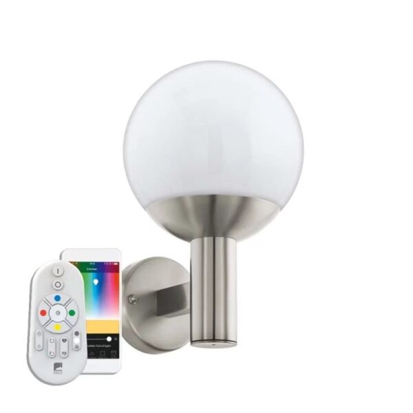 Aplica inteligenta exterior EGLO NISIA-C 97247 - E27 1X9W IP44 - Inox - Alb