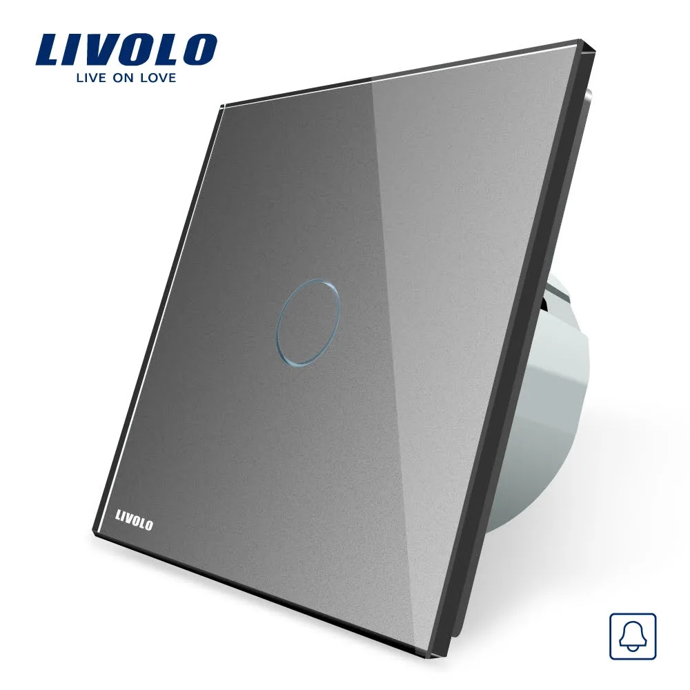 Buton sonerie cu touch Livolo din sticla VL-C701B-15