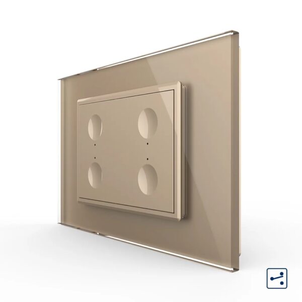 Intrerupator cvadruplu cap scara / cap cruce cu touch Livolo cu rama din sticla, standard italian  VL-FC4S-3AP-13
