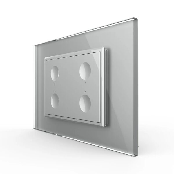 Intrerupator cvadruplu cu touch Livolo cu rama din sticla, standard italian  VL-FC4-3IP-15