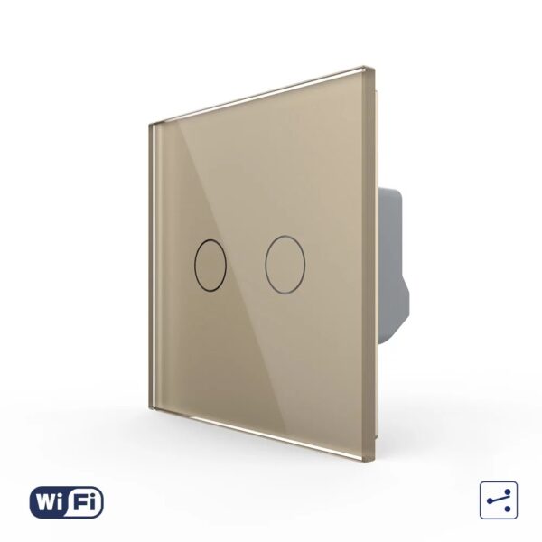 Intrerupator Dublu Cap Scara / Cruce Wireless cu Touch LIVOLO din Sticla VL-FC2SNY-2G-2A