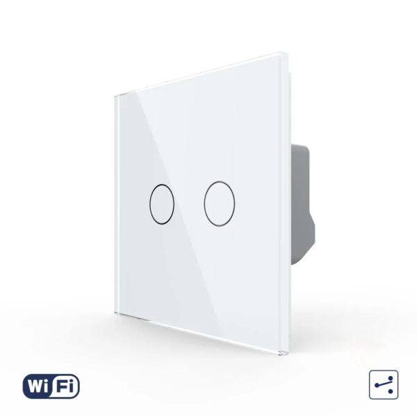 Intrerupator Dublu Cap Scara / Cruce Wireless cu Touch LIVOLO din Sticla VL-FC2SNY-2G-2W