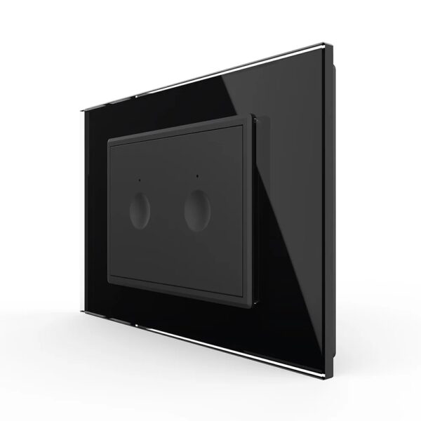 Intrerupator dublu cu touch Livolo cu rama din sticla, standard italian  VL-FC2-3BP-12