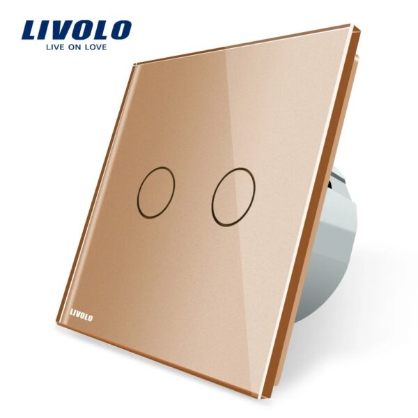 Intrerupator dublu cu touch Livolo din sticla VL-C702-13