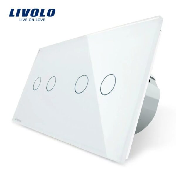 Intrerupator dublu + dublu cu touch Livolo din sticla VL-C702/C702-11