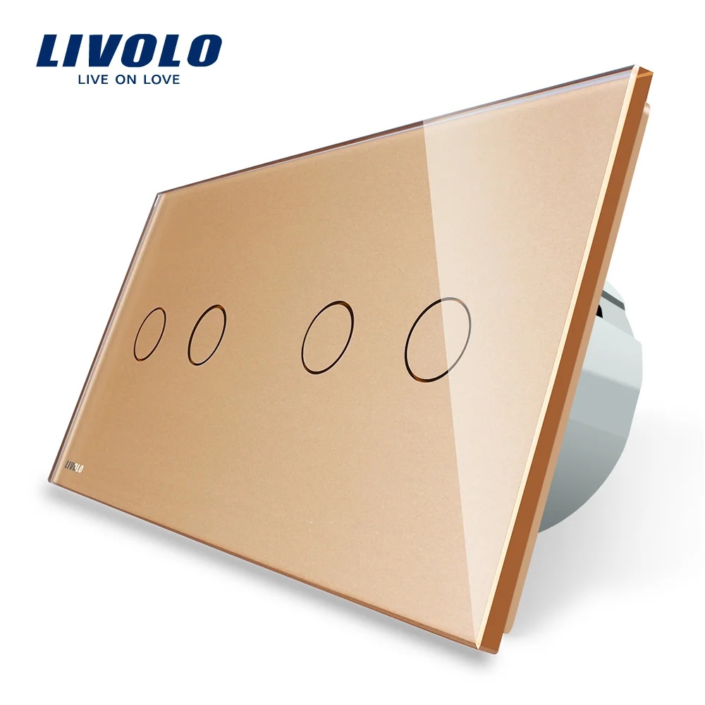Intrerupator dublu + dublu cu touch Livolo din sticla VL-C702/C702-13