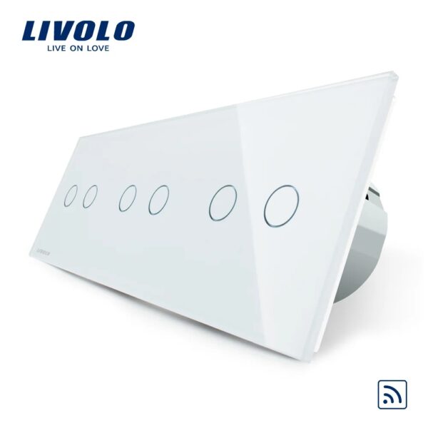 Intrerupator dublu+dublu+dublu cu touch Wireless Livolo din sticla VL-C702R/C702R/C702R-11