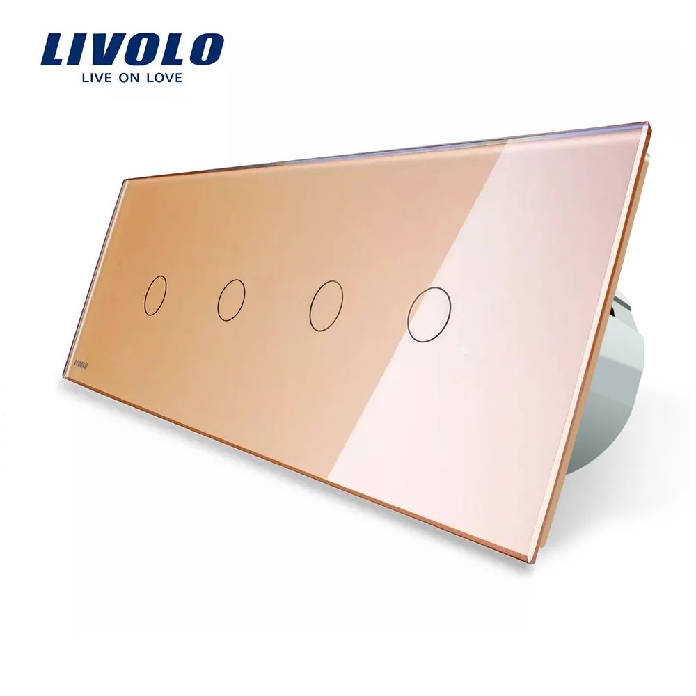 Intrerupator LIVOLO cu touch din sticla cu 4 intrerupatoare simple BB-C7-4C1-13