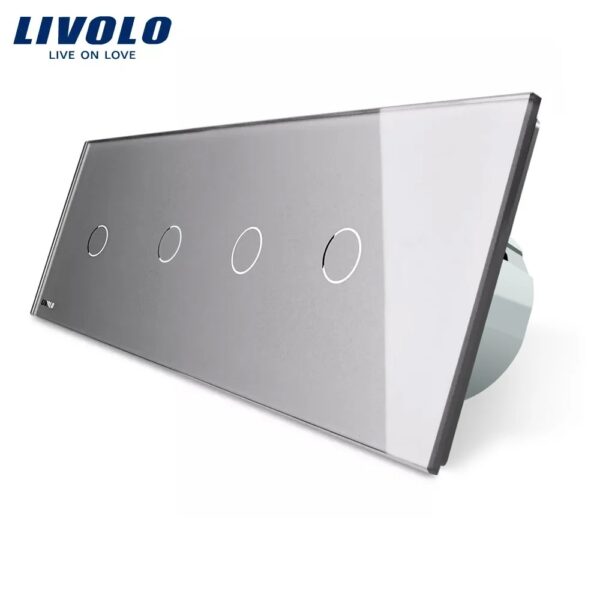 Intrerupator LIVOLO cu touch din sticla cu 4 intrerupatoare simple BB-C7-4C1-15